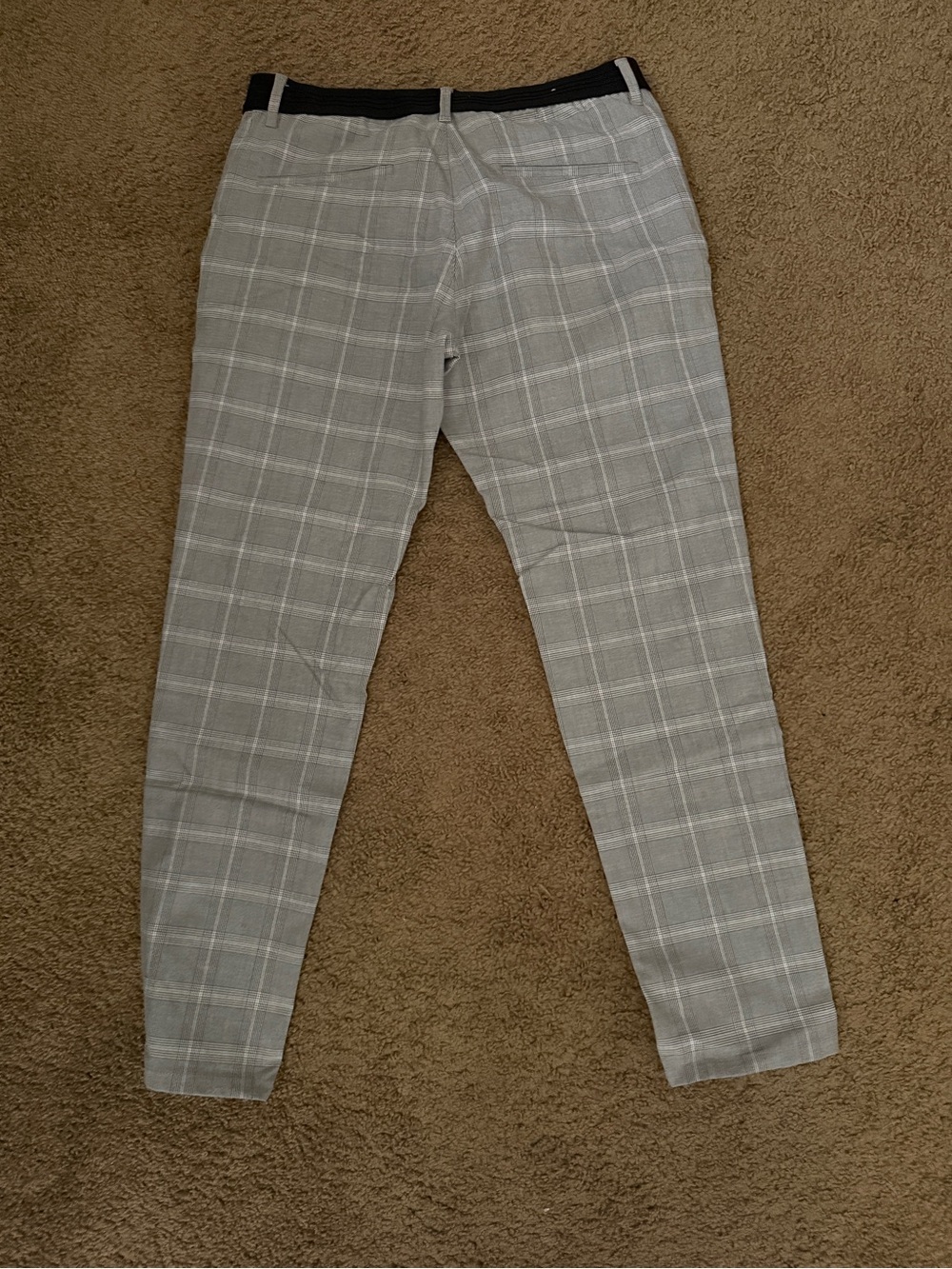 Zara Gray Plaid Slim Chinos